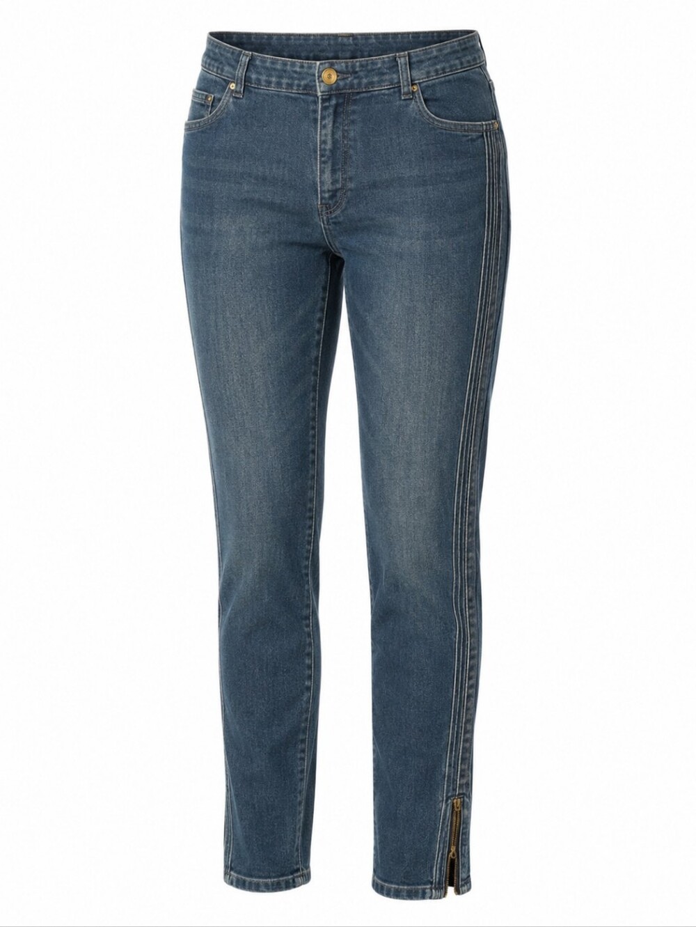 CJ Banks Women’s 16W Dark Wash Jeans Side Stripe Detail Ankle Zip Stretch Denim